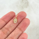Pendant Hamsa Hand 0.75gr / 1.5cm / White and Fuchsia Zircons 18K Yellow Gold