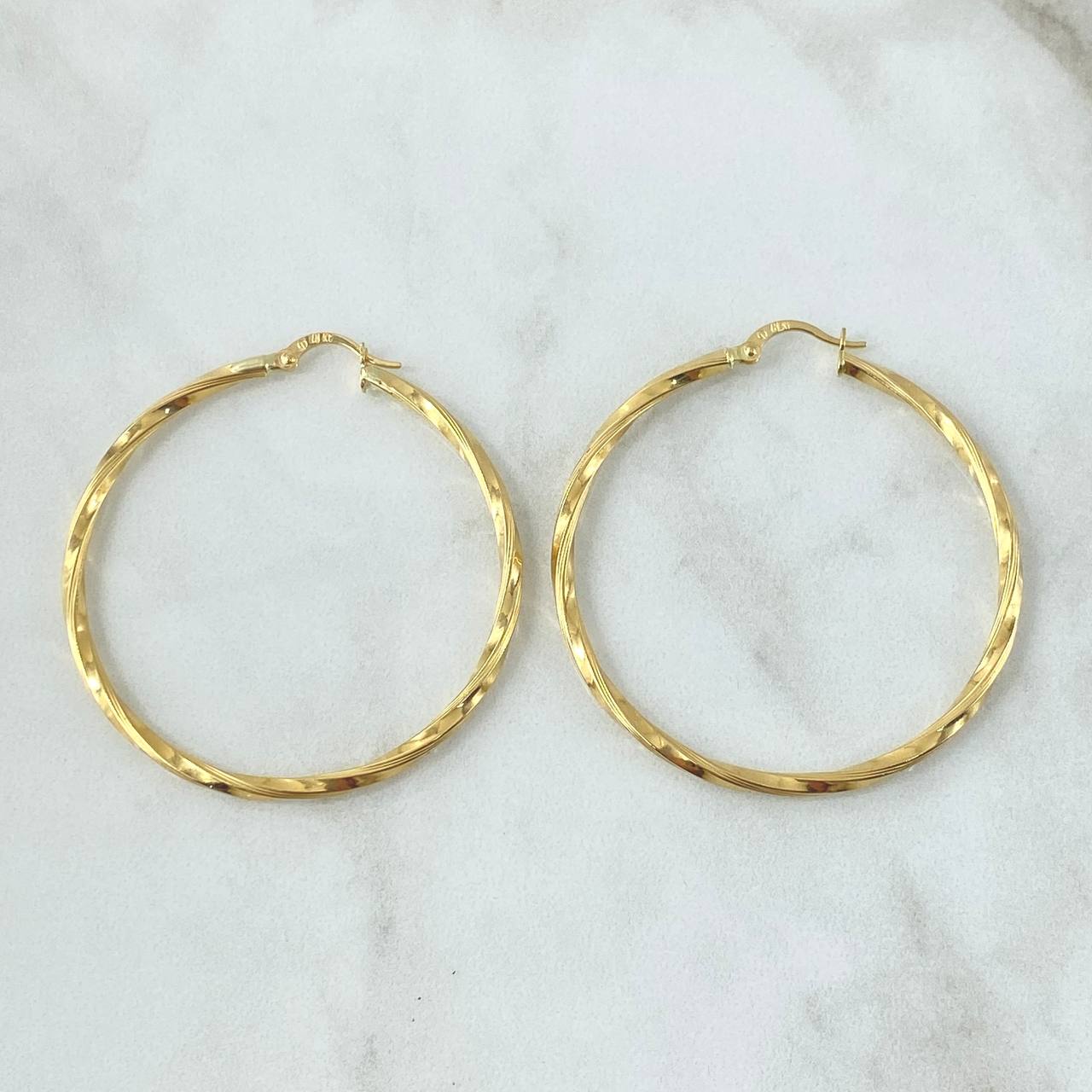 Hoop Earrings Mary 3.7gr / 4.5cm / Twisted 18K Yellow Gold *