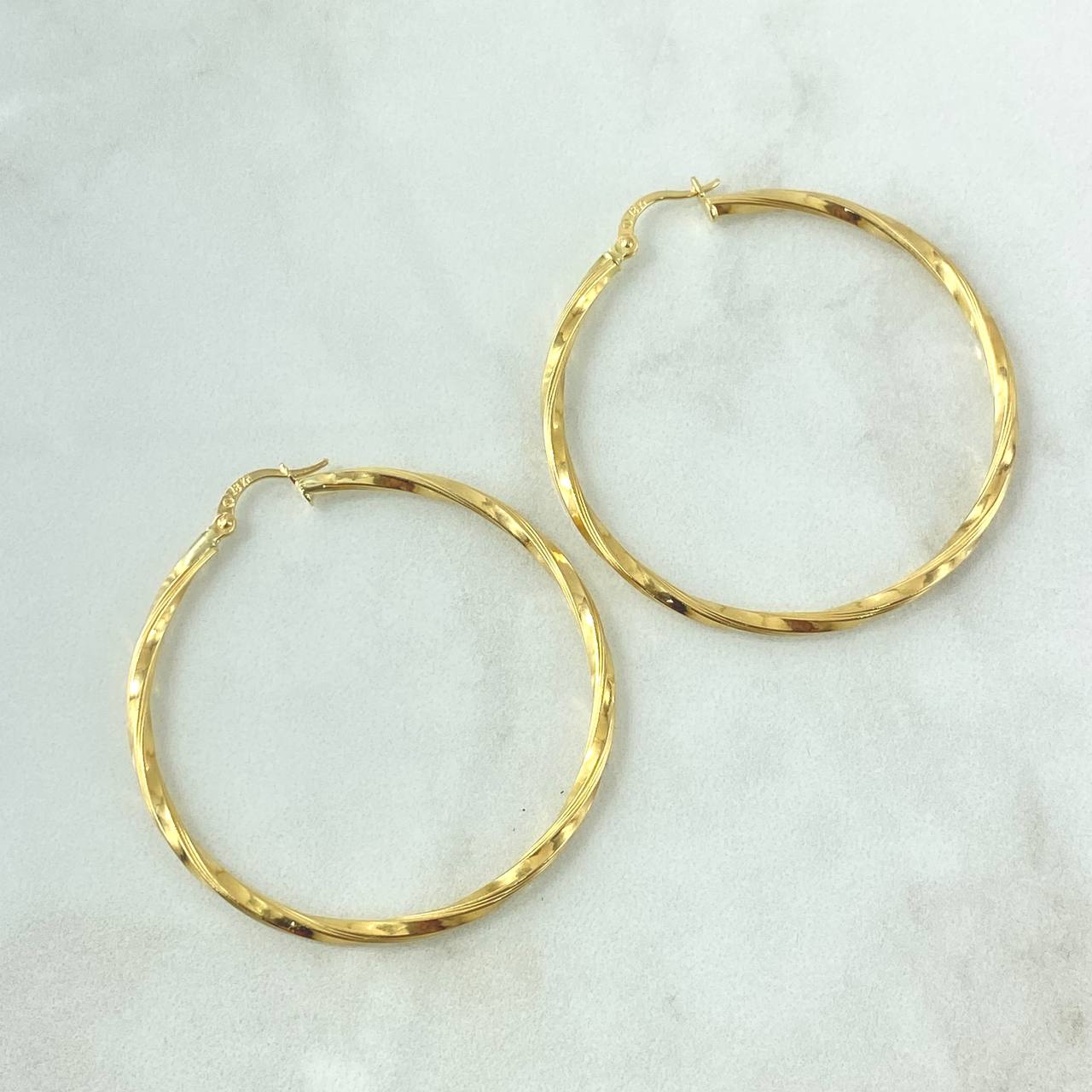Hoop Earrings Mary 3.7gr / 4.5cm / Twisted 18K Yellow Gold *