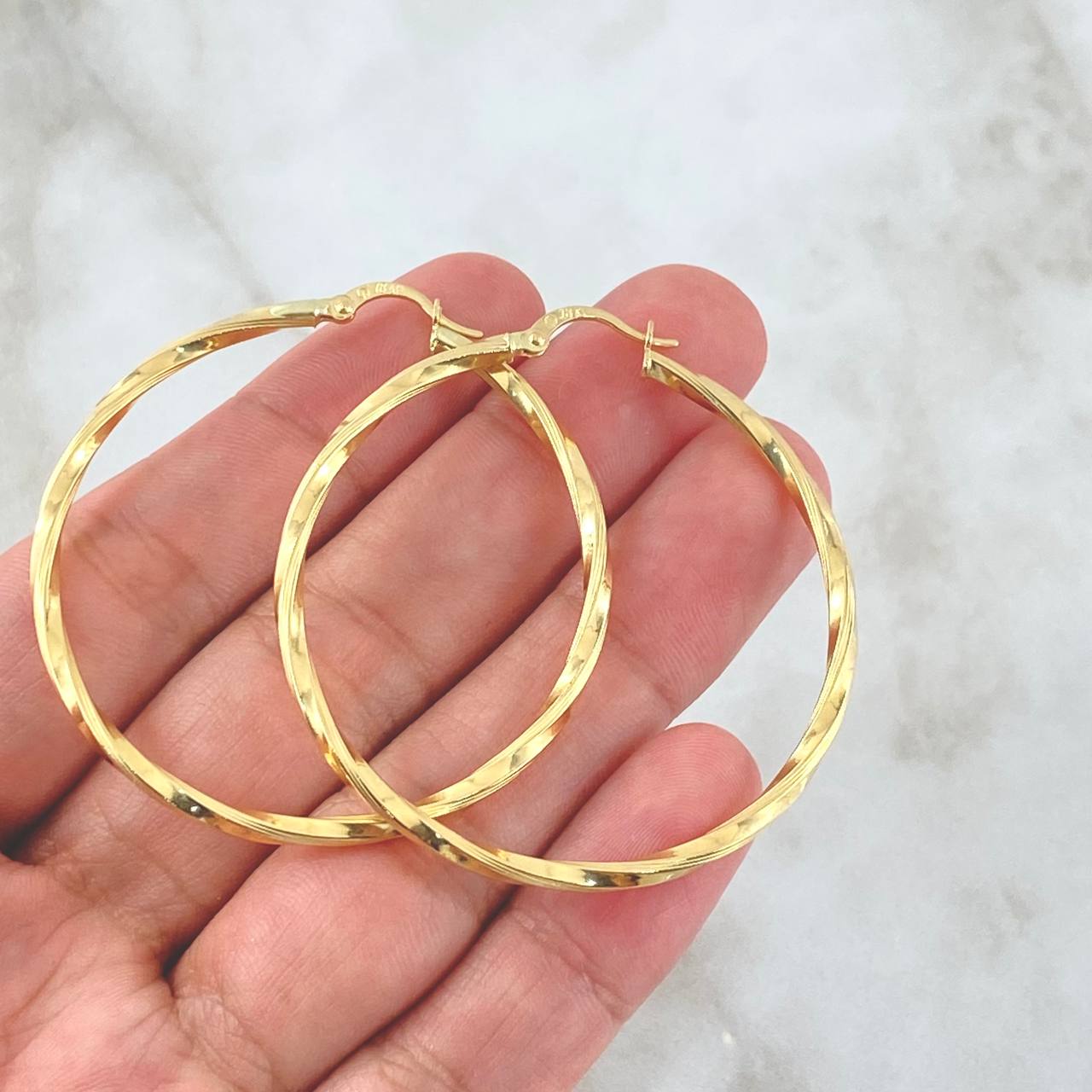 Hoop Earrings Mary 3.7gr / 4.5cm / Twisted 18K Yellow Gold *