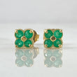 Four-Petal Flower Stud Earrings with 60pts Emeralds 1.6gr / 18K Gold