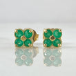 Stud Earrings Four-Petal Flower Emeralds 42pts 1.45gr / 18K Gold