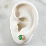 Topos Flor Hexagonal Esmeraldas 58pts 2gr / Oro 18K