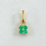 Four-Petal Flower Pendant Emeralds 13pts 0.6gr / 1.2cm / 0.5in / 18K Gold