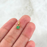 Four-Petal Flower Pendant Emeralds 13pts 0.6gr / 1.2cm / 0.5in / 18K Gold