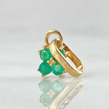 Four-Petal Flower Pendant Emeralds 13pts 0.6gr / 1.2cm / 0.5in / 18K Gold