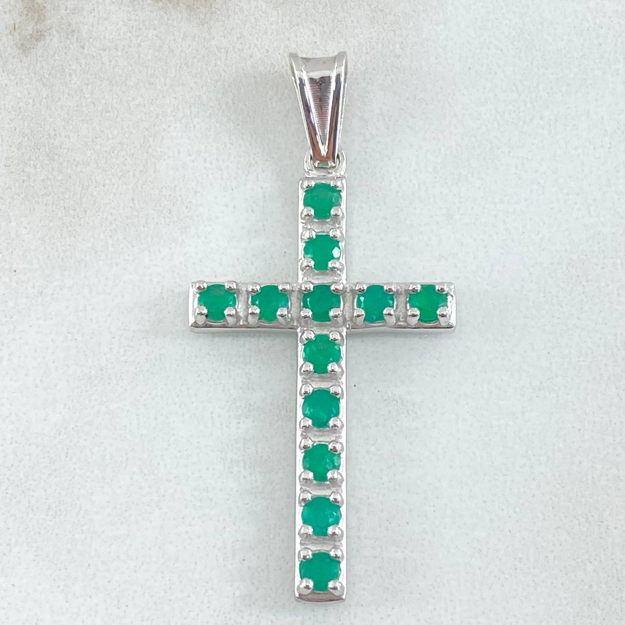 Dije Cruz Latina Esmeraldas 1.9 Qts 5.05gr / 4.2cm / Oro 18K