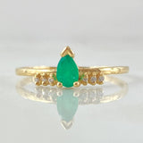 Anillo Gota de Lluvia Esmeralda 18pts - Diamantes 6pts 1.45gr / T7 1/4 / Oro 18K