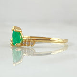 Anillo Gota de Lluvia Esmeralda 18pts - Diamantes 6pts 1.45gr / T7 1/4 / Oro 18K