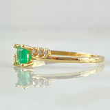 Emerald Split Frame Ring 18pts - Diamonds 6pts 1.35gr / Size 7 1/4 / 18K Gold