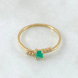 Emerald Split Frame Ring 18pts - Diamonds 6pts 1.35gr / Size 7 1/4 / 18K Gold