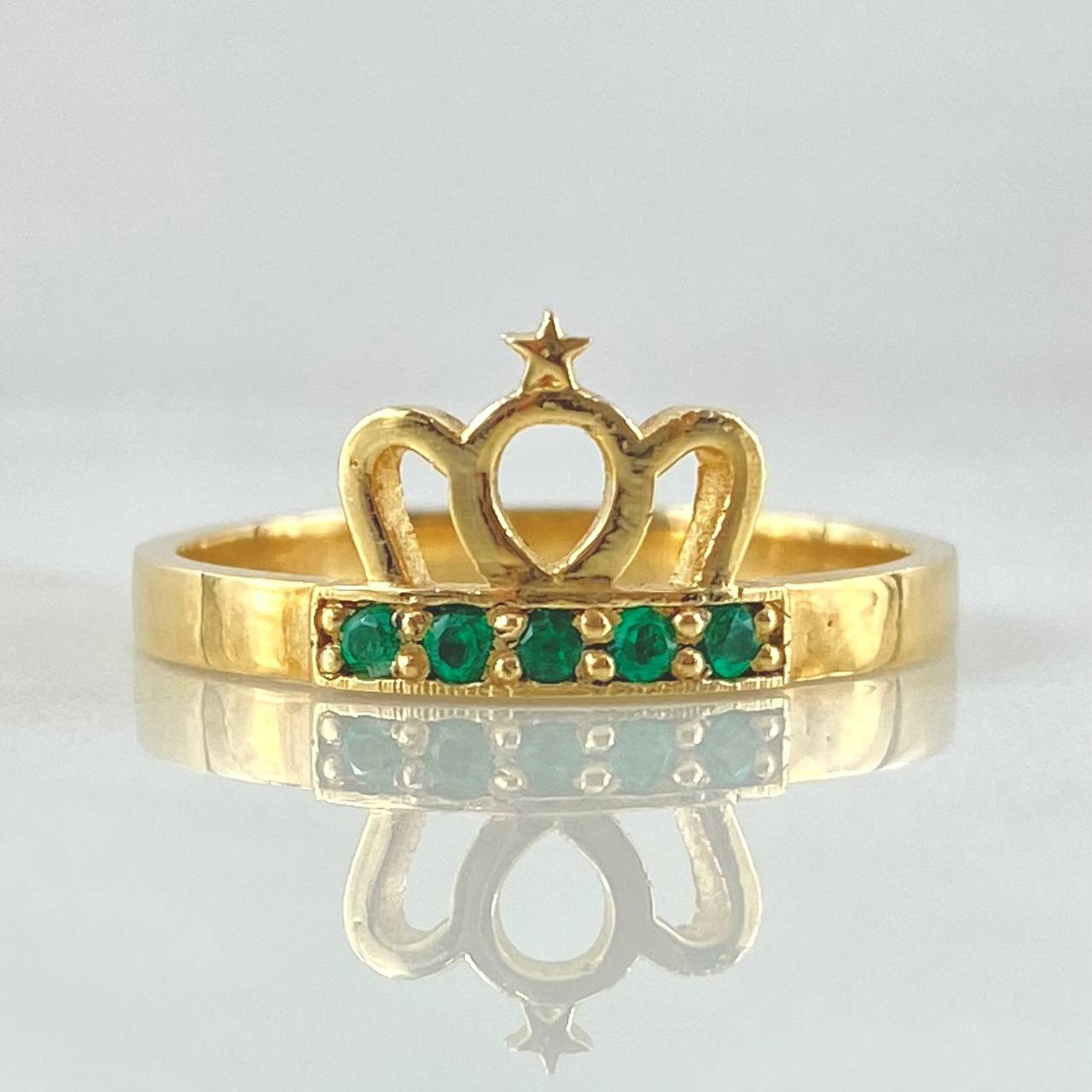 Royal Crown Ring Emeralds 25pts 3.85gr / Size 8 3/4 / 18K Gold