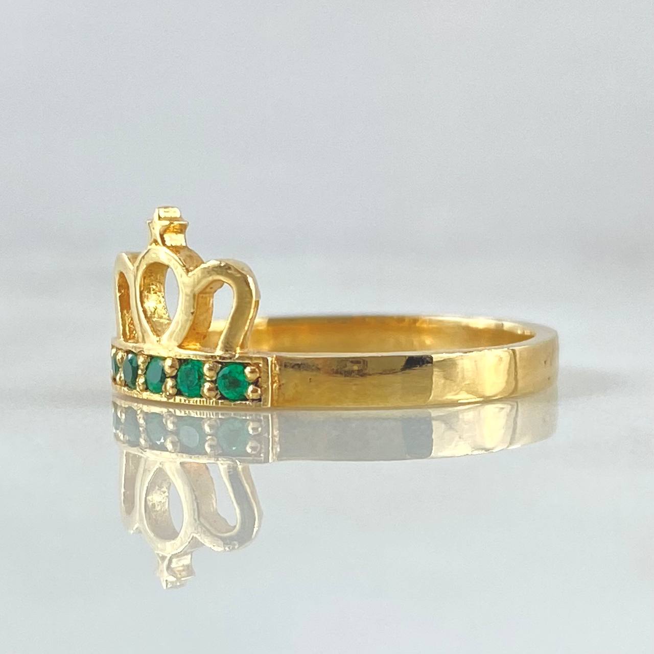 Royal Crown Ring Emeralds 25pts 3.85gr / Size 8 3/4 / 18K Gold