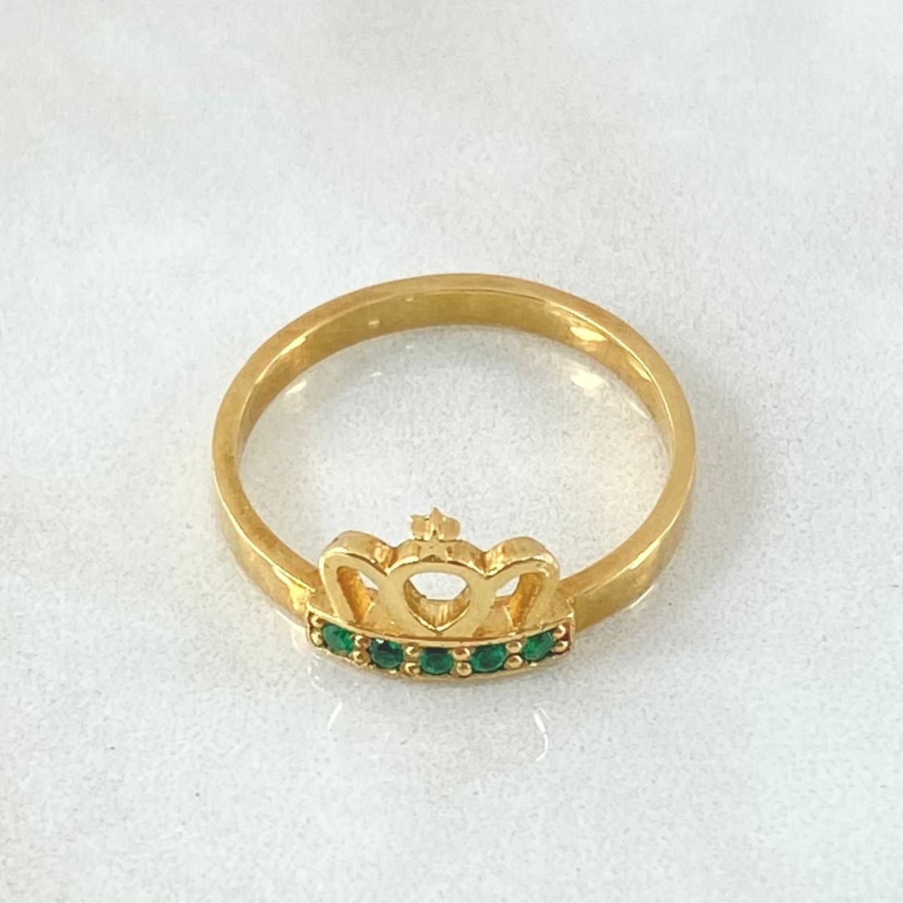 Royal Crown Ring Emeralds 25pts 3.85gr / Size 8 3/4 / 18K Gold