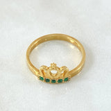 Royal Crown Ring Emeralds 25pts 3.85gr / Size 8 3/4 / 18K Gold
