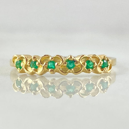 Interlaced Hearts Ring Emeralds 15pts 1.55gr / Size 6 1/4 / 18K Gold