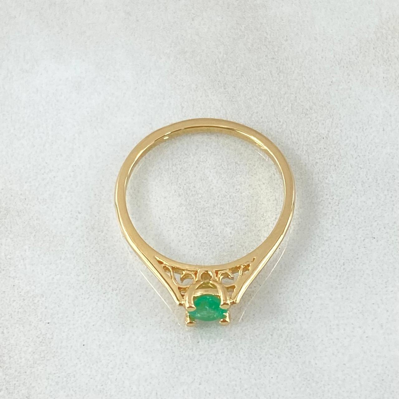 Baroque Bridge Ring Emerald 25pts 1.8gr / Size 6 / 18K Gold