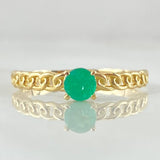 Cuban Solitaire Ring Emerald 26pts 1.5gr / Size 6 1/2 / 18K Gold