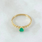 Cuban Solitaire Ring Emerald 26pts 1.5gr / Size 6 1/2 / 18K Gold