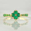 Florentine Flower Ring Emeralds 40pts 1.95gr / Size 8 / 18K Gold