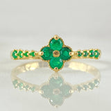 Florentine Flower Ring Emeralds 40pts 1.95gr / Size 8 / 18K Gold