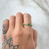 Florentine Flower Ring Emeralds 40pts 1.95gr / Size 8 / 18K Gold