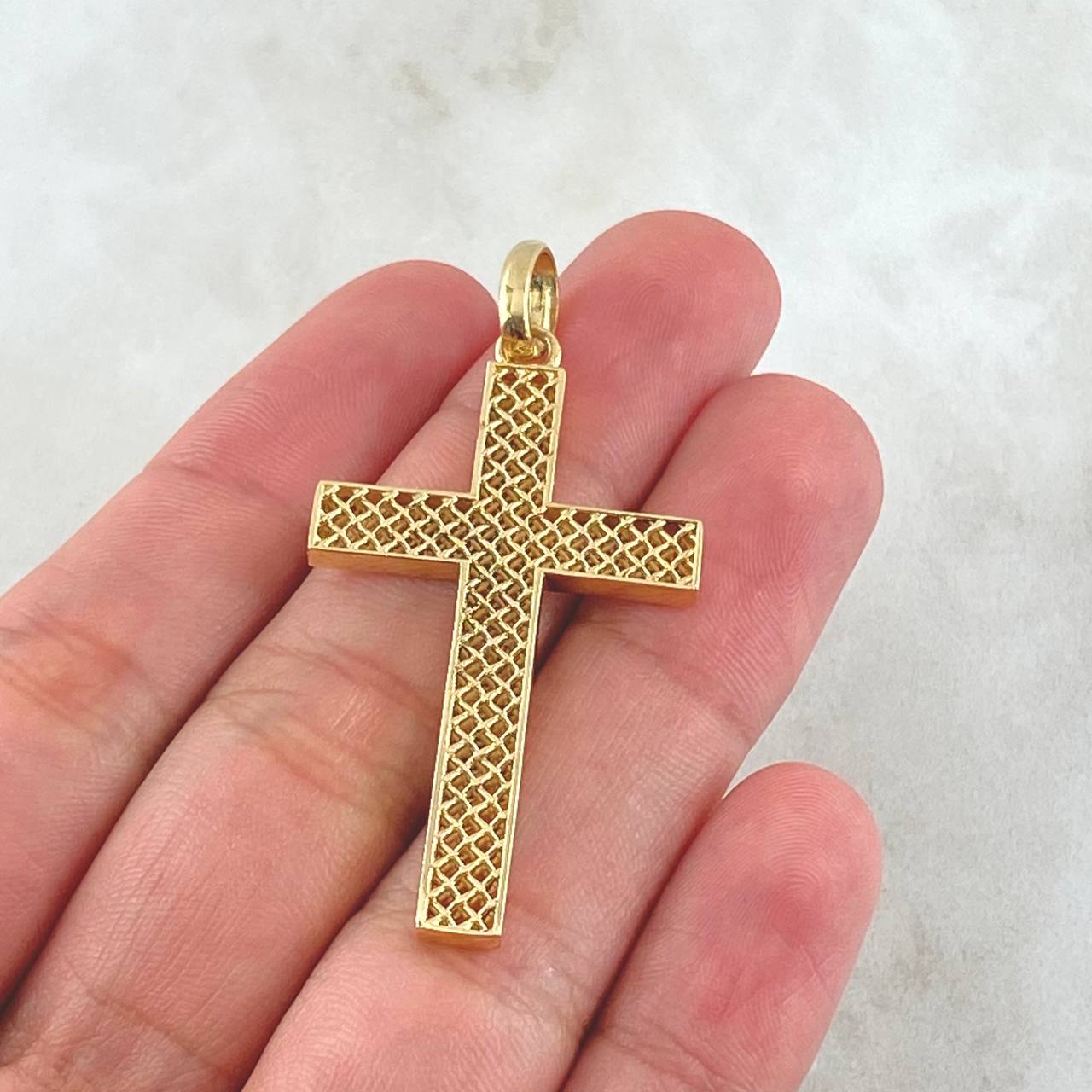 Pendant Cross Mesh 3.6gr / 2.0in / 18K Gold *
