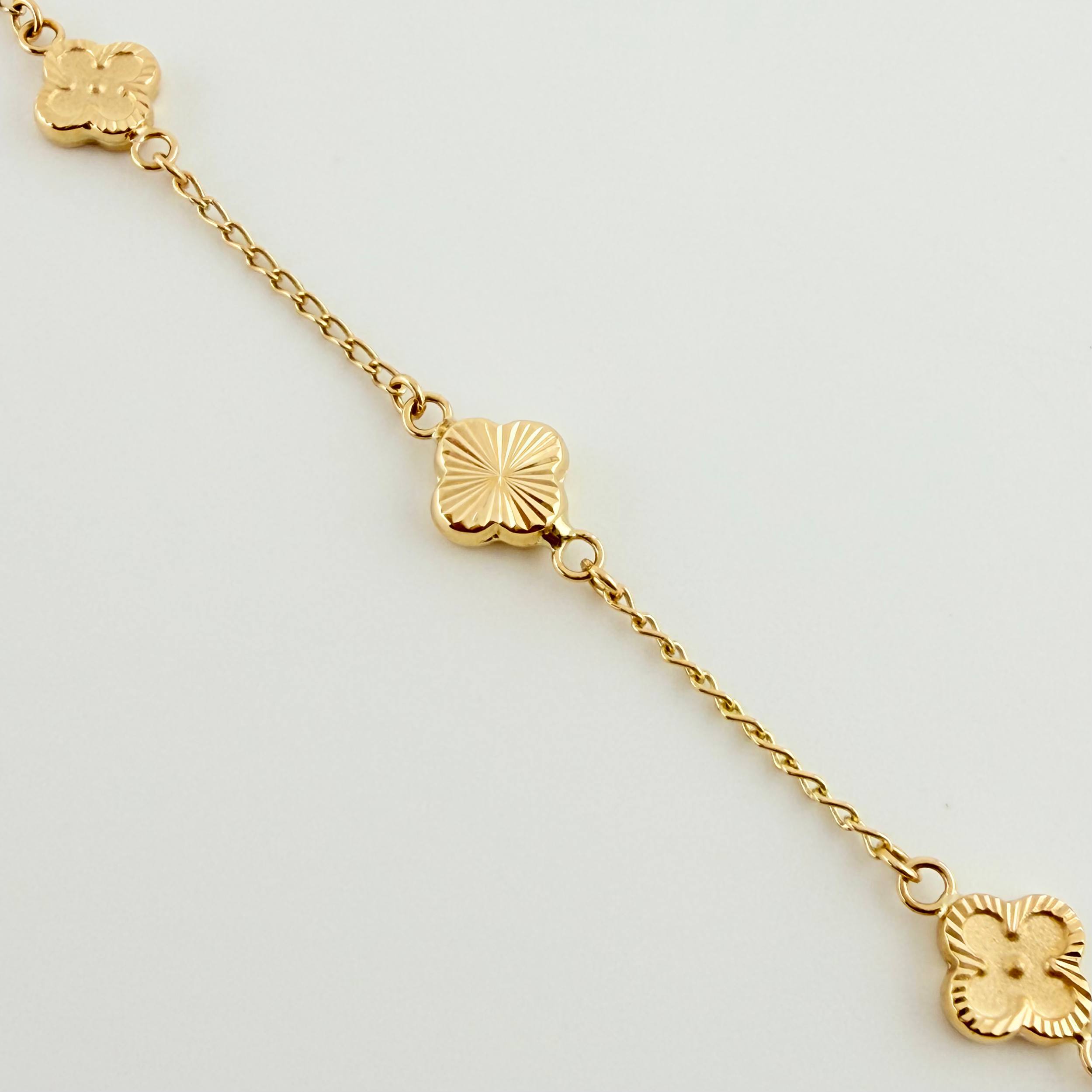 Pulso Cajón Trebol Doble Faz 3.15gr / 7 1/4 in / 8mm Oro Amarillo 18K *