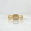 Rectangular Link Ring 2.65gr / Size 7 1/2 / White Zircons 18K Yellow Gold