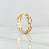 Rectangular Link Ring 2.65gr / Size 7 1/2 / White Zircons 18K Yellow Gold