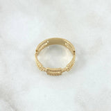 Anillo Eslabones Rectangulares 2.9gr / T7 / Circones Blancos Oro Amarillo 18K