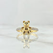 Anillo Oso En Media Churumbela 2.35gr / T5 3/4 / Circones Blancos Verdes Oro Amarillo 18K