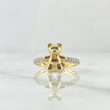 Anillo Oso En Media Churumbela 2.35gr / T5 3/4 / Circones Blancos Verdes Oro Amarillo 18K