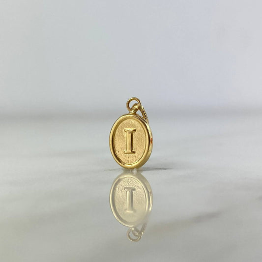 Pendant Oval Letter I 0.6gr / 1.8cm / Stamped Yellow Gold