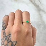 Hollow Bridge Emerald Ring 23pts 1.3gr / Size 6 3/4 / 18K Gold