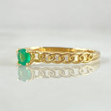 Anillo Aro Seguido Parcial Esmeralda 18pts 1.45gr / T6 3/4 / Oro 18K