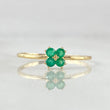 Four-Petal Flower Ring Emeralds 13pts 0.85gr / Size 6 1/2 / 18K Gold