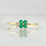 Four-Petal Flower Ring Emeralds 13pts 0.85gr / Size 6 1/2 / 18K Gold
