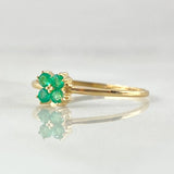Four-Petal Flower Ring Emeralds 13pts 0.85gr / Size 6 1/2 / 18K Gold