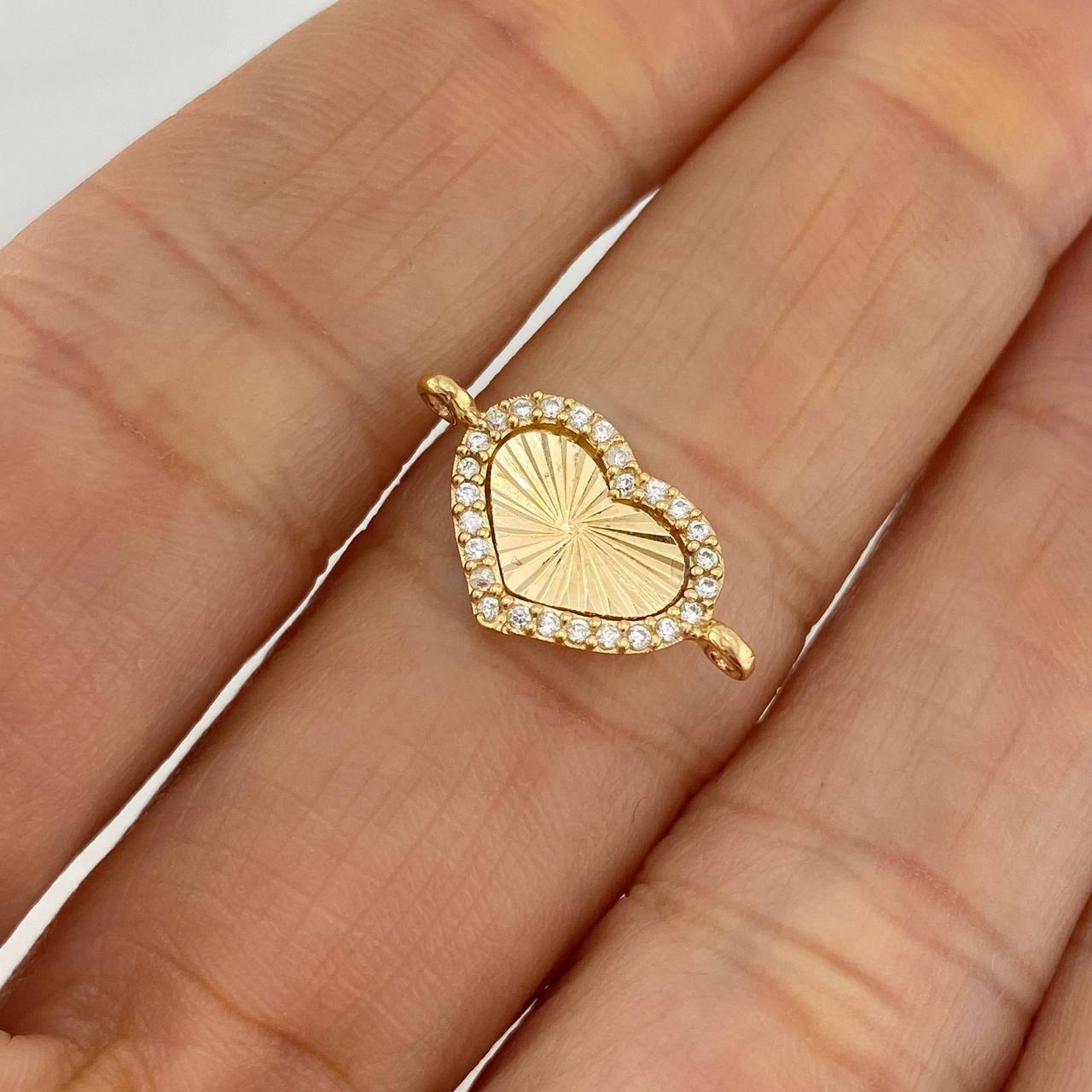 Herraje Corazón Diamantado 1 g / 3/4 in Oro Amarillo 18K