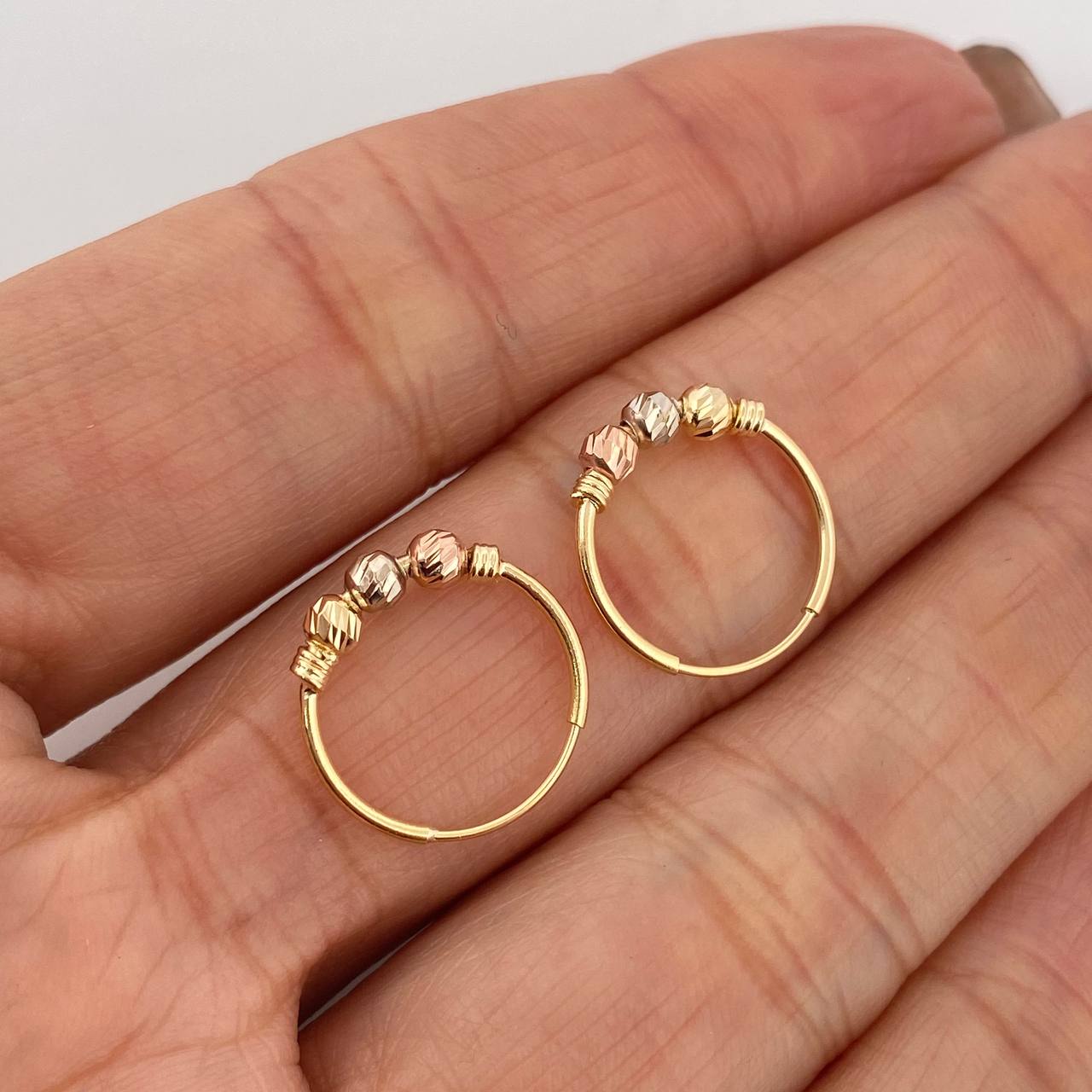 Hoop Earrings Trio 1.15 g / 1/2 in Three Golds 18K