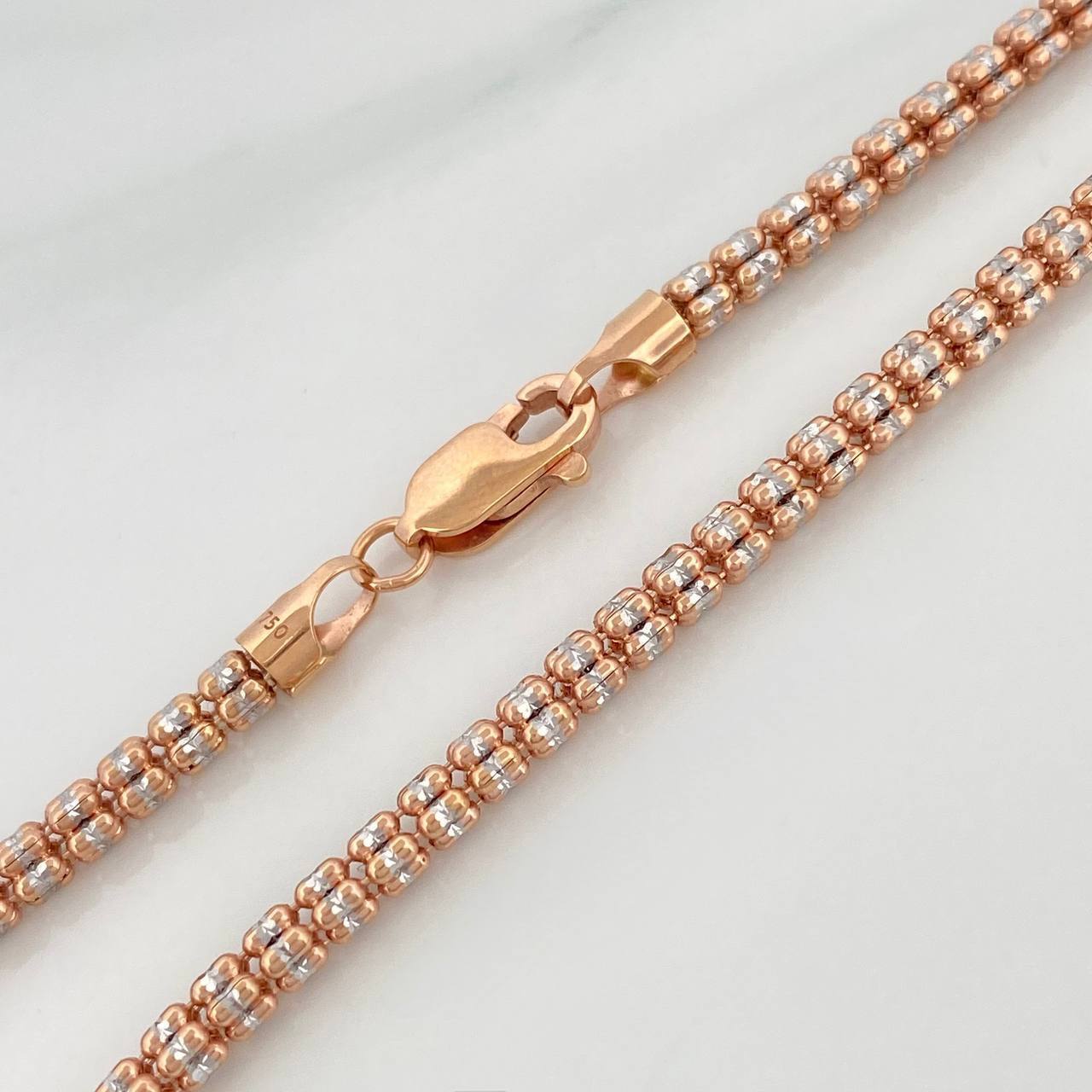 Ice Chain 22.8 g / 23 3/4 in / 3.15 mm Two-Tone White and Rose Gold 18K