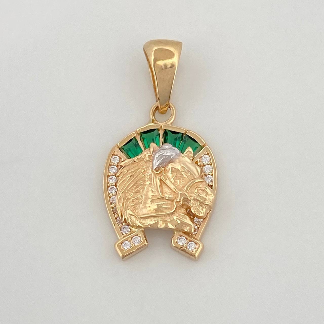 Pendant Horseshoe Horse 2.45 g / 1 in Two Golds Yellow White 18K