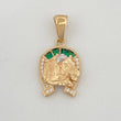 Pendant Horseshoe Horse 2.45 g / 1 in Two Golds Yellow White 18K