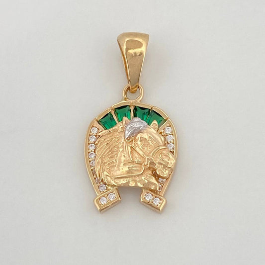 Dije Herradura Caballo 2.45 g / 1 in Dos Oros Amarillo Blanco 18K