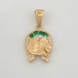 Pendant Horseshoe Horse 2.45 g / 1 in Two Golds Yellow White 18K
