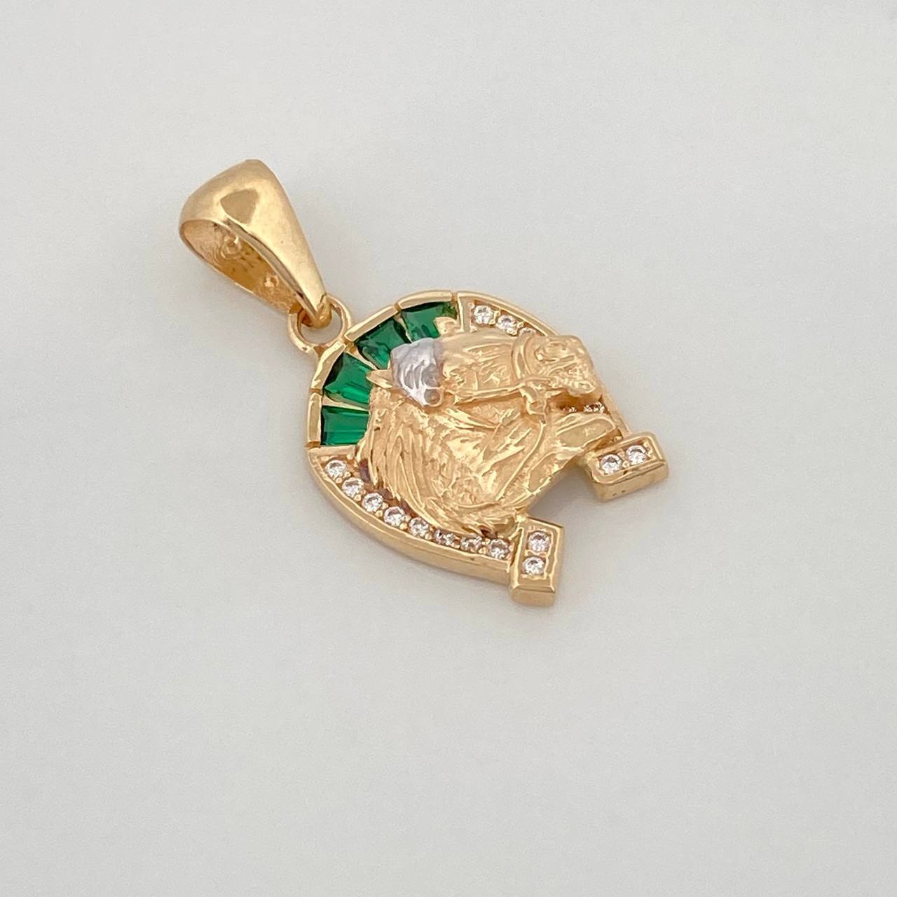 Pendant Horseshoe Horse 2.45 g / 1 in Two Golds Yellow White 18K