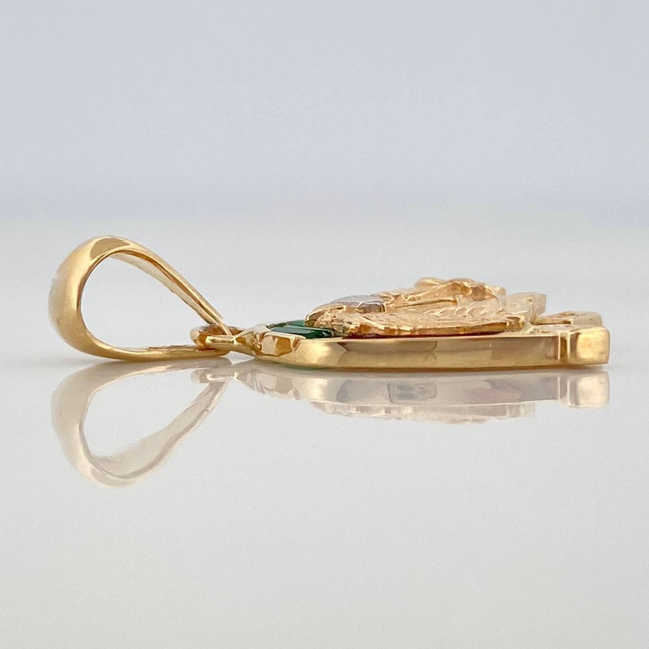 Pendant Horseshoe Horse 2.45 g / 1 in Two Golds Yellow White 18K