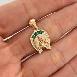 Pendant Horseshoe Horse 2.45 g / 1 in Two Golds Yellow White 18K