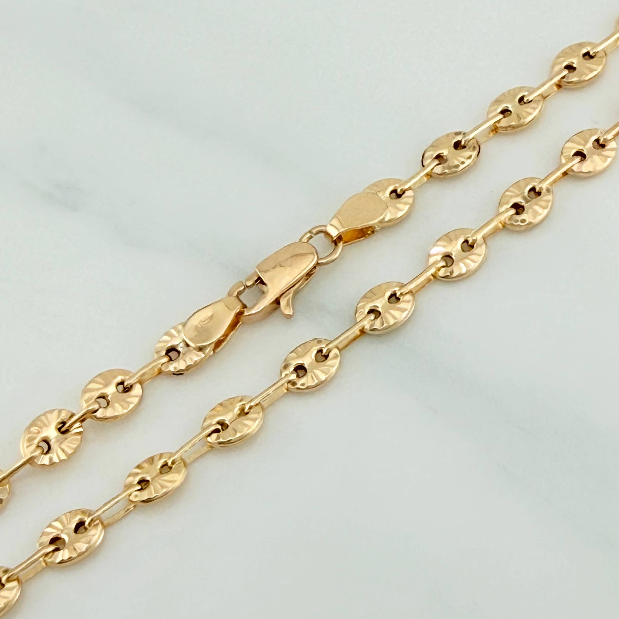 Diamond Cut Gc Anklet 3.75 g / 9 1/2 in / 4 mm Yellow Gold 18K